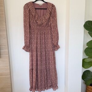 Moon River Mauve Patterned Maxi Dress